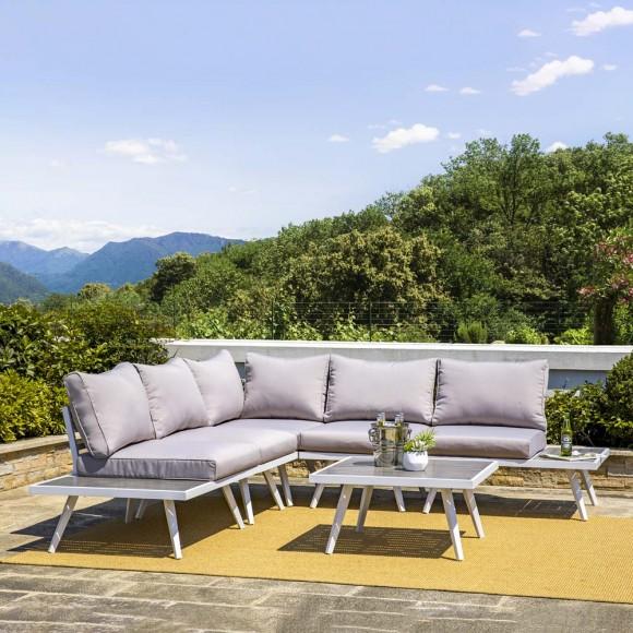 Glitzhome Glitzhome 6 Piece Outdoor Aluminum Conversation Sectional Sofa Set With Cushions