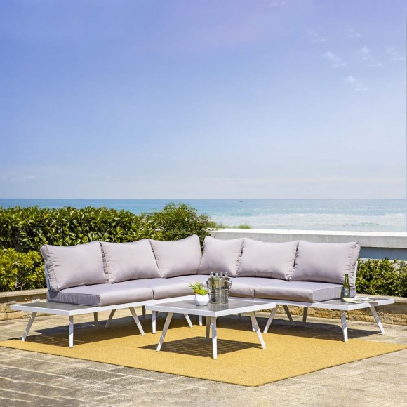Glitzhome Glitzhome 6 Piece Outdoor Aluminum Conversation Sectional Sofa Set With Cushions