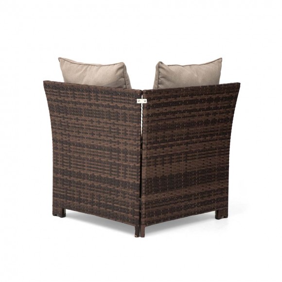 Glitzhome Glitzhome 6-Piece Outdoor Patio All-Weather Brown Wicker Sectional Sofa Set