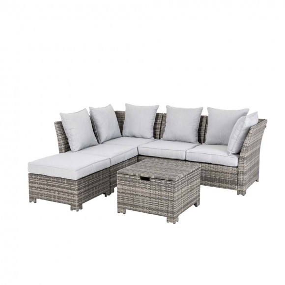 glitzhome Glitzhome 6-Piece Outdoor Patio Wicker Sectional Conversation Sofa Set with Cushions