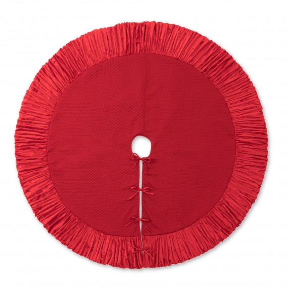 glitzhome Glitzhome 60"D Oversized Deluxe Red Velvet Ruffled Christmas Tree Skirt