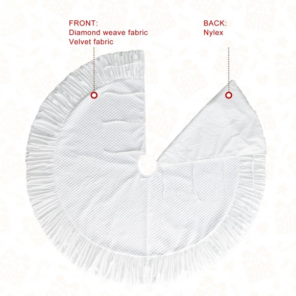 Glitzhome Glitzhome 60"D Oversized Deluxe White Velvet Ruffled Christmas Tree Skirt