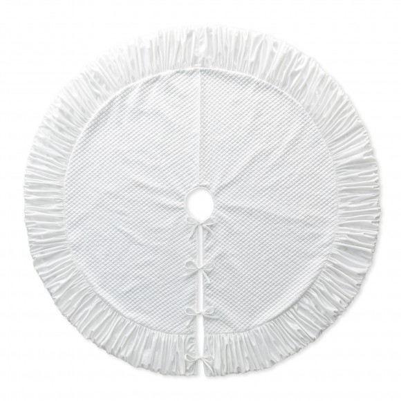 glitzhome Glitzhome 60"D Oversized Deluxe White Velvet Ruffled Christmas Tree Skirt