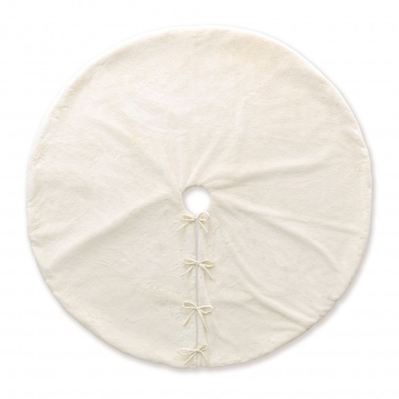glitzhome Glitzhome 60"D Oversized White Faux Rabbit Fur Christmas Tree Skirt