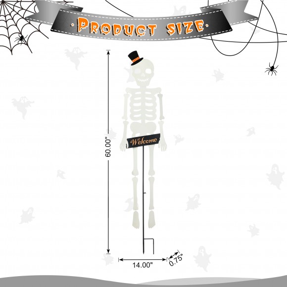 Glitzhome Glitzhome 60"H Halloween WELCOME Metal Dangling Skeleton Yard Stake( KD Two Function)