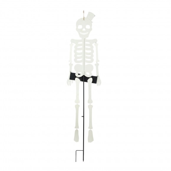 Glitzhome Glitzhome 60"H Halloween WELCOME Metal Dangling Skeleton Yard Stake( KD Two Function)