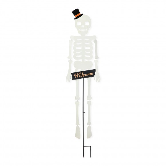 glitzhome Glitzhome 60"H Halloween WELCOME Metal Dangling Skeleton Yard Stake( KD Two function)