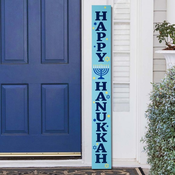 Glitzhome Glitzhome 60"H "HAPPY HANUKKAH" Wooden Porch Sign Board
