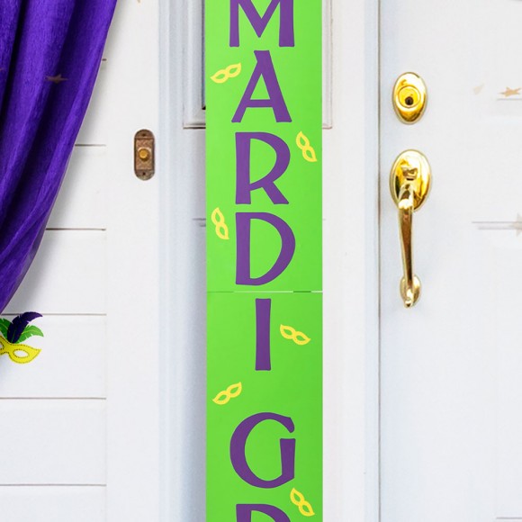 Glitzhome Glitzhome 60"H Mardi Gras Wooden Porch Sign
