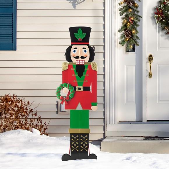 Glitzhome Glitzhome 60"H Metal Nutcracker Porch Décor