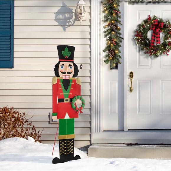 Glitzhome Glitzhome 60"H Metal Nutcracker Porch Décor