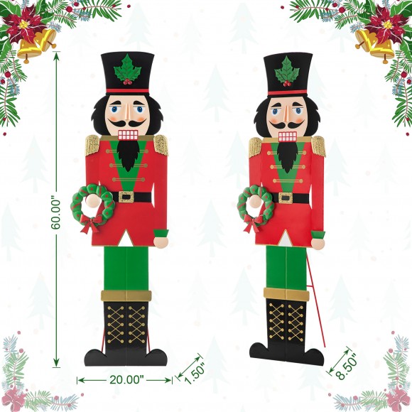 Glitzhome Glitzhome 60"H Metal Nutcracker Porch Décor