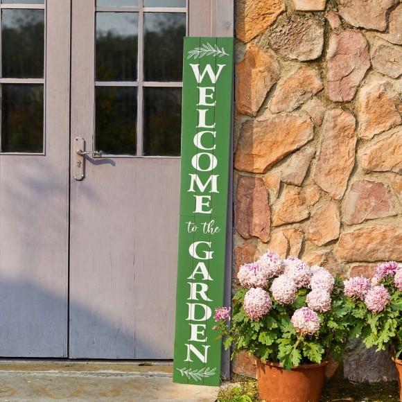 Glitzhome Glitzhome 60"H Oversized Wooden Green "WELCOME To The GARDEN" Porch Sign