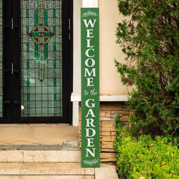 Glitzhome Glitzhome 60"H Oversized Wooden Green "WELCOME To The GARDEN" Porch Sign