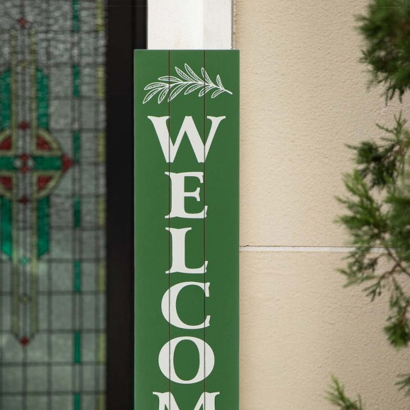 Glitzhome Glitzhome 60"H Oversized Wooden Green "WELCOME To The GARDEN" Porch Sign