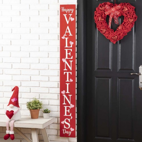 Glitzhome Glitzhome 60"H Wooden Happy Valentine's Day Porch Sign