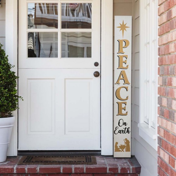 Glitzhome Glitzhome 60"H Wooden Nativity "PEACE" Porch Sign