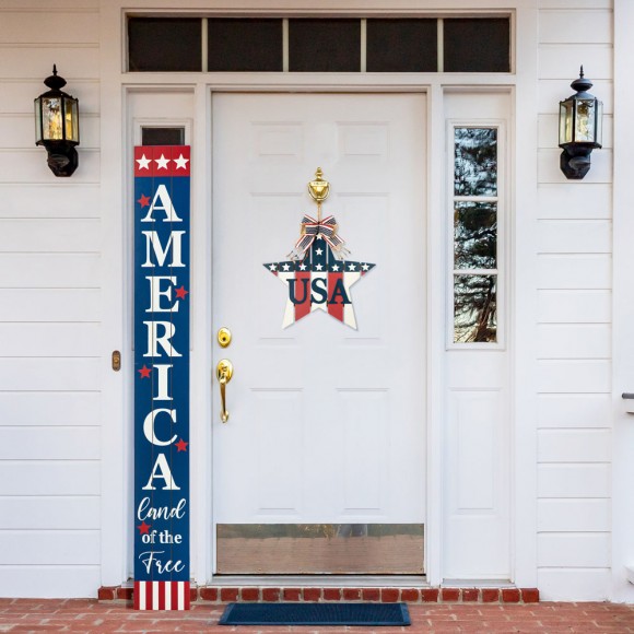 Glitzhome Glitzhome 60"H Wooden Patriotic/Americana Porch Sign