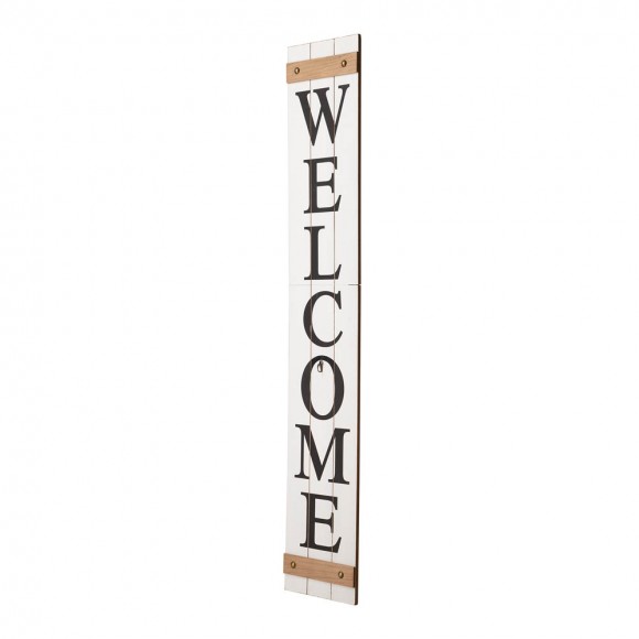 Glitzhome Glitzhome 60"H Wooden White WELCOME Porch Sign With 4 Interchangeable Wreathes（Spring/Patriotic/Fall/Christmas）