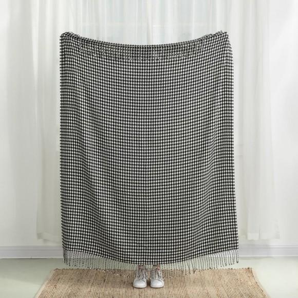 Glitzhome Glitzhome 60"L*50"W Acrylic Black/White Houndstooth Woven Throw 360g