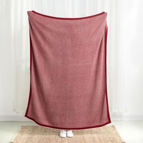 Glitzhome Glitzhome 60"L*50"W Knitted Acrylic Red/White Throw Blanket 900g
