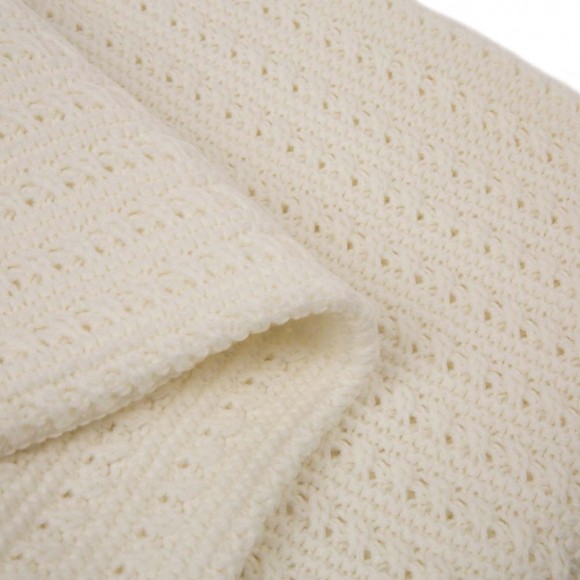 Glitzhome Glitzhome 60"L*50"W Knitted Acrylic White Throw Blanket 800g