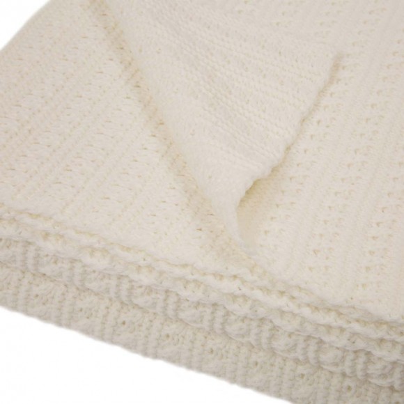 Glitzhome Glitzhome 60"L*50"W Knitted Acrylic White Throw Blanket 800g