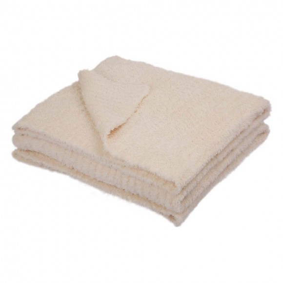 glitzhome Glitzhome 60"L*50"W Knitted Polyester Beige Feather Yarn Throw Blanket 800g