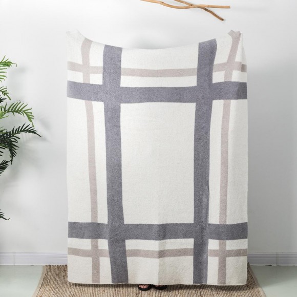 Glitzhome Glitzhome 60"L*50"W Knitted Polyester Geometric Pattern Feather Yarn Throw Blanket 1050g