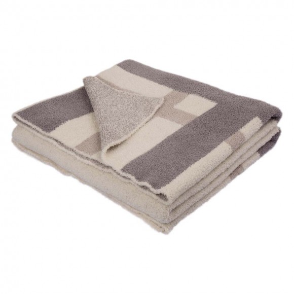 glitzhome Glitzhome 60"L*50"W Knitted Polyester Geometric Pattern Feather Yarn Throw Blanket 1050g