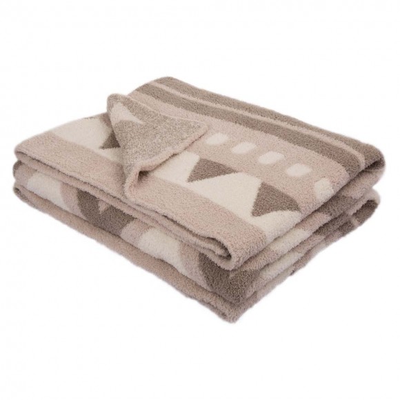 glitzhome Glitzhome 60"L*50"W Knitted Polyester Geometric Pattern Feather Yarn Throw Blanket 1000g