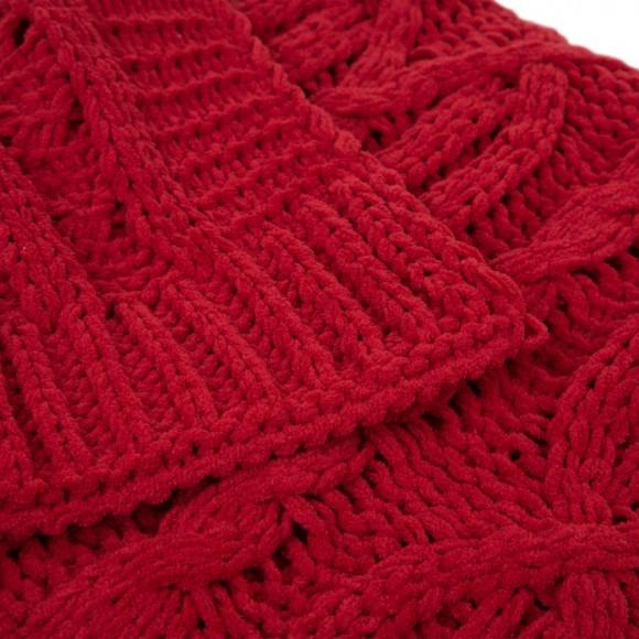 Glitzhome Glitzhome 60"L*50"W Knitted Polyester Red Throw Blanket 865g