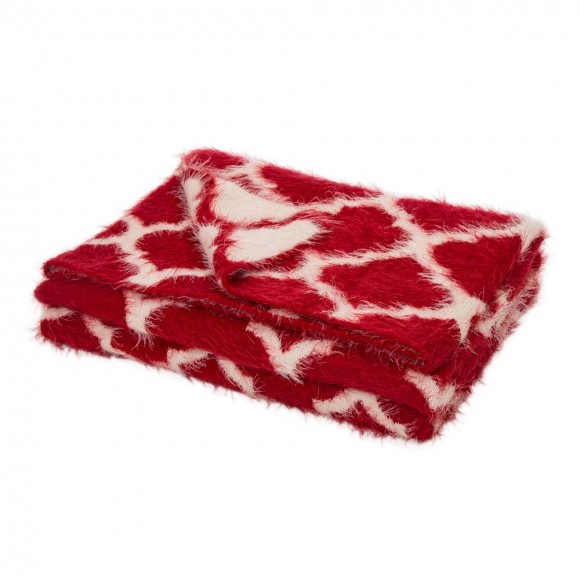 glitzhome Glitzhome 60"L*50"W Reversible Knitted Nylon Eyelash Yarn Red/White Throw Blanket 1250g