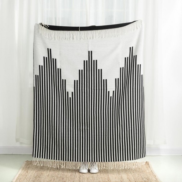Glitzhome Glitzhome 60"L*50"W Woven Cotton Geometric Jacquard Throw 600g