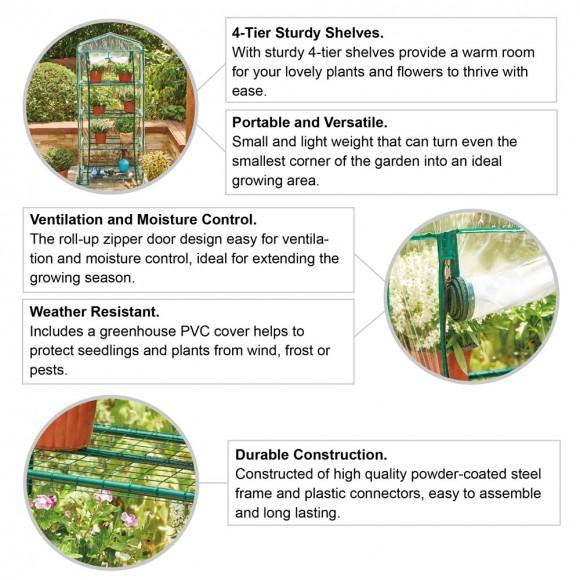 Glitzhome Glitzhome 61"H 4 Layers Mini PVC Greenhouse