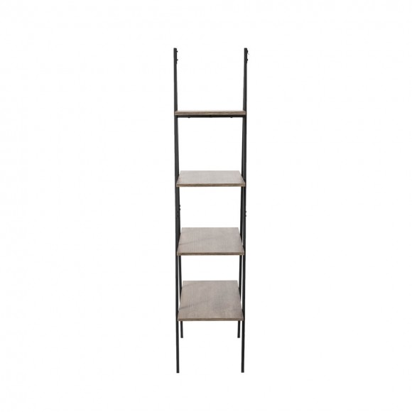 Glitzhome Glitzhome 64.5"H Modern Industrial Rustic Oak Melamine 4-Tier Leaning Bookcases & Ladder Shelves