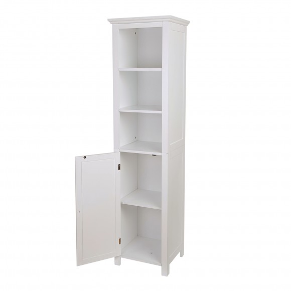 Glitzhome Glitzhome 65.50"H Wooden Floor Storage Cabinet With 3-Shelf And 1 Shutter Door White