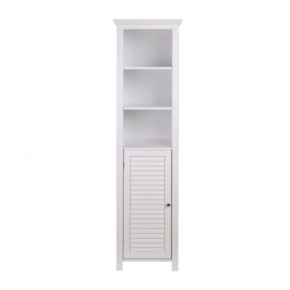 glitzhome Glitzhome 65.50"H Wooden Floor Storage Cabinet with 3-Shelf and 1 Shutter Door White