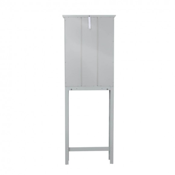 Glitzhome Glitzhome 68.25"H Wooden Bathroom Free Standing Storage Cabinet Spacesaver With Glass Double Doors Gray