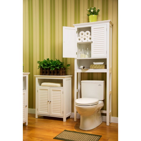 Glitzhome Glitzhome 68.25"H Wooden Free Standing Storage Cabinet Spacesaver White