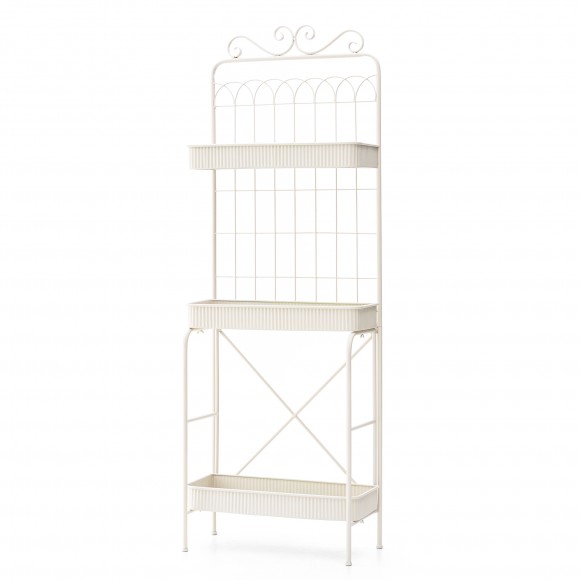 glitzhome Glitzhome 68"H 3-Tiered Black Metal Shelf Planter Stands