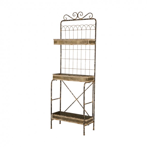 glitzhome Glitzhome 68"H Rustic Metal Shelf or Planter Rack with 3 Sturdy Tiers