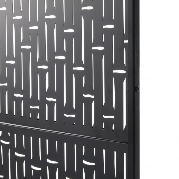 Glitzhome Glitzhome 6ft Black Galvanized Steel Bamboo Pattern Privacy Screen Fence Panel Room Divider With Riser Feet(KD)