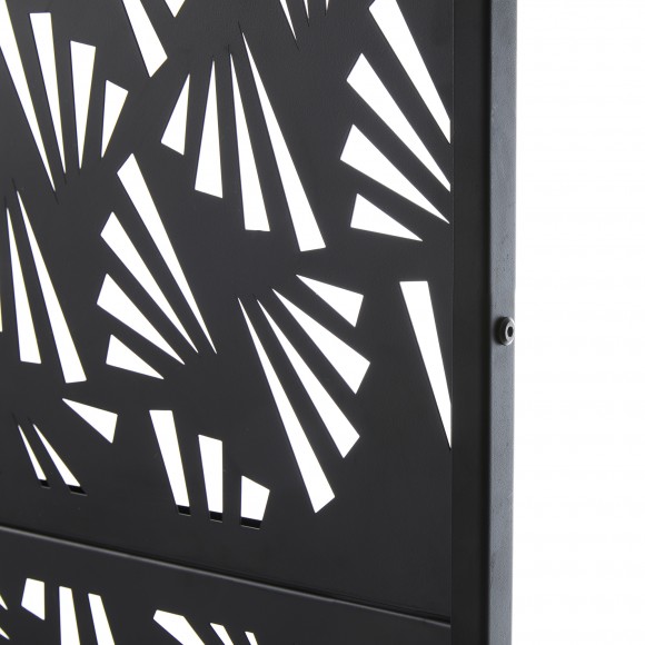 Glitzhome Glitzhome 6ft Black Galvanized Steel Irregular Geometric Pattern Privacy Screen Fence Panel Room Divider With Riser Feet(KD)