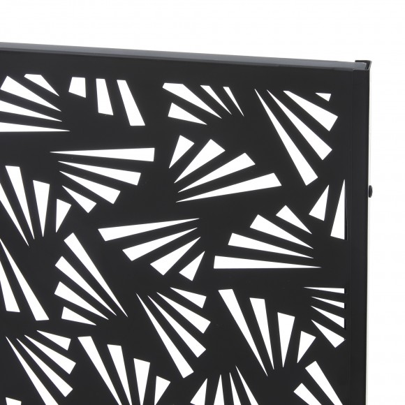 Glitzhome Glitzhome 6ft Black Galvanized Steel Irregular Geometric Pattern Privacy Screen Fence Panel Room Divider With Riser Feet(KD)