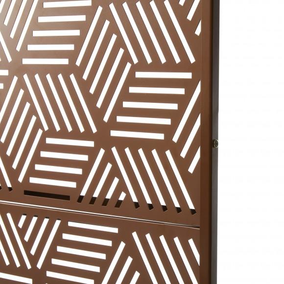 Glitzhome Glitzhome 6ft Brown Galvanized Steel Geometric Pattern Privacy Screen Fence Panel Room Divider With Riser Feet(KD)