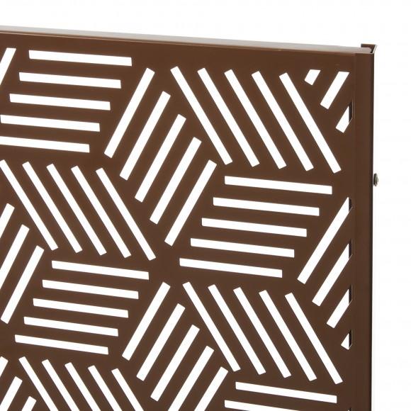 Glitzhome Glitzhome 6ft Brown Galvanized Steel Geometric Pattern Privacy Screen Fence Panel Room Divider With Riser Feet(KD)