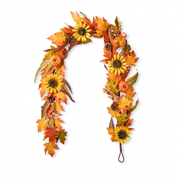 glitzhome Glitzhome 6ft Fall Maple Leaf and Sunflower Garland