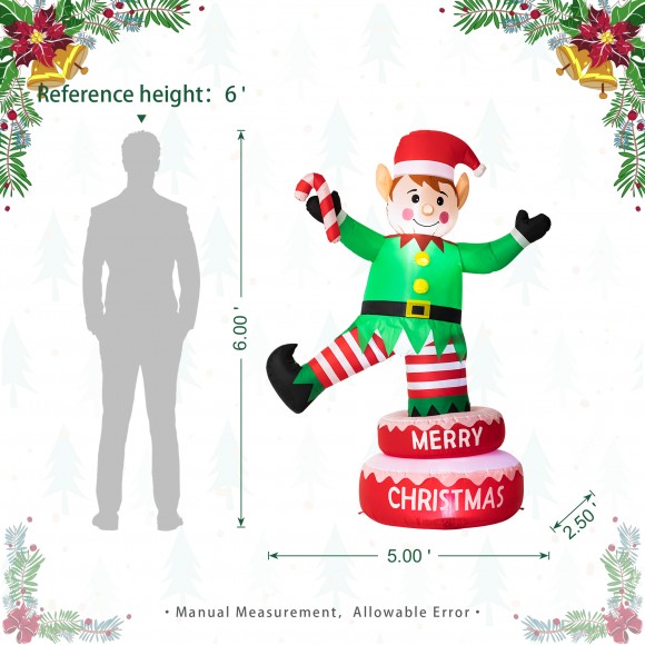 Glitzhome Glitzhome 6FT Lighted Inflatable Rotating Elf Decor