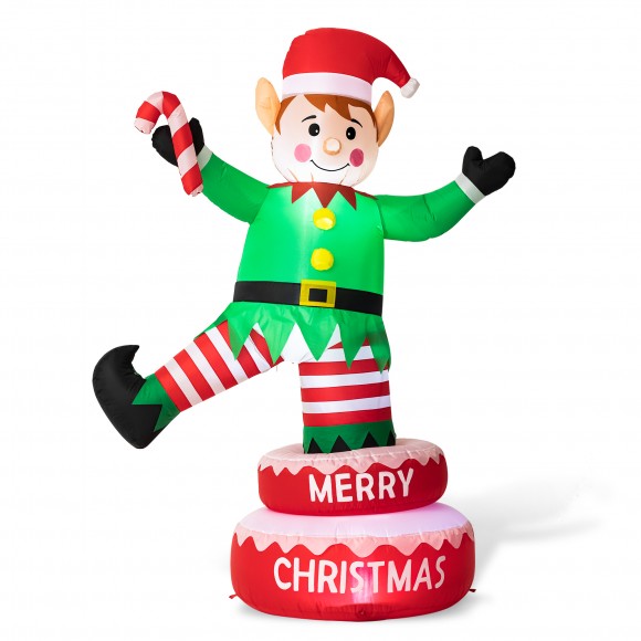 glitzhome Glitzhome 6FT Lighted Inflatable Rotating Elf Decor